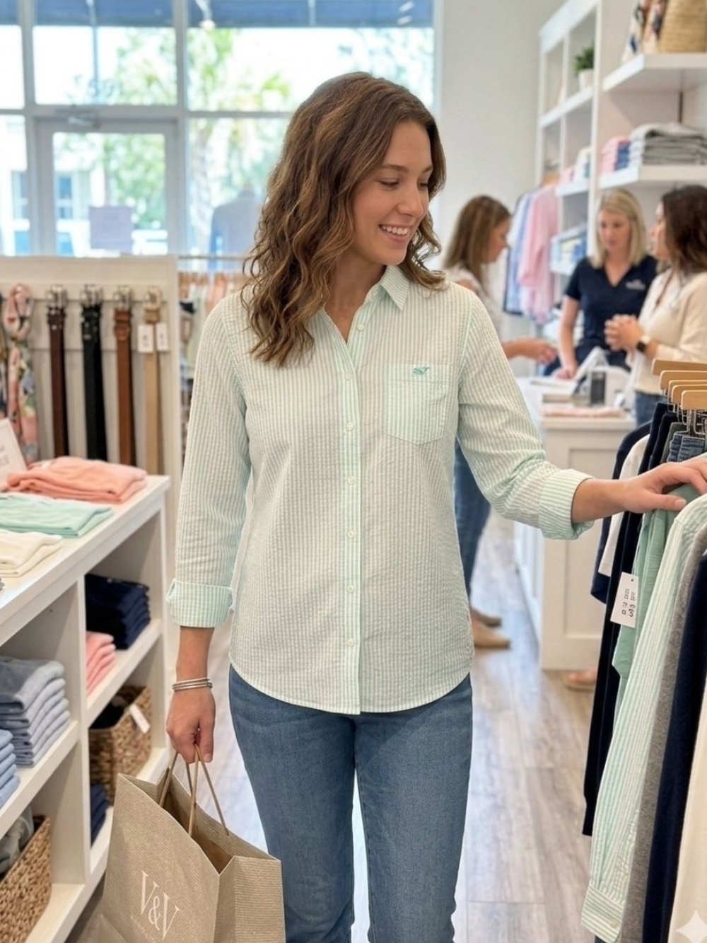 Vinyard Vines Women's Mint Green Button-Up Shirt NWT 16